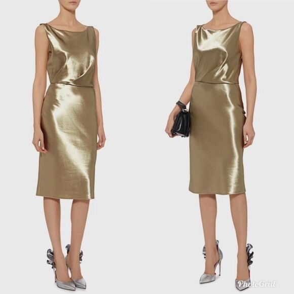 REVOLVE NILI LOTAN Anne Gold Metallic Midi Dress - Picture 1 of 10